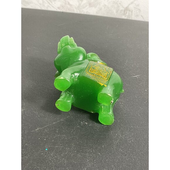 Green Resin Elephant Figurine With Gold Detailing - Picture 6 of 7